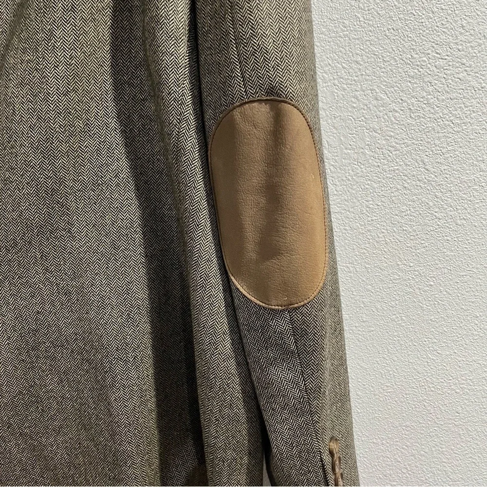 Ralph Lauren Lambs Wool Sport Coat 46R Brown Herringbone 2- Button Elbow Patches